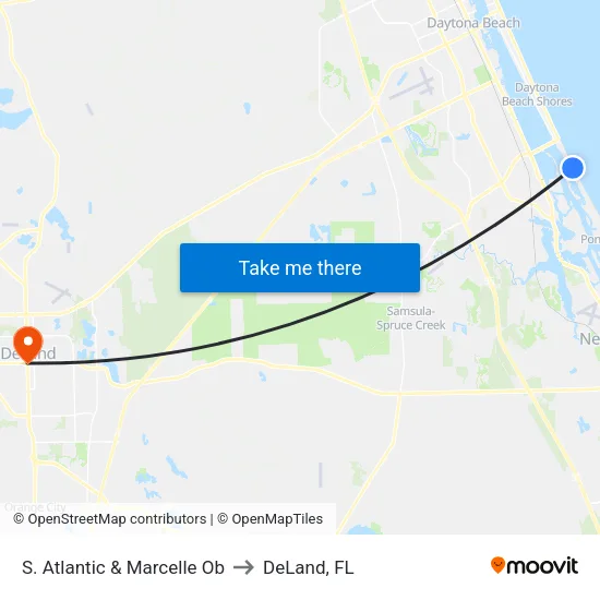 S. Atlantic & Marcelle Ob to DeLand, FL map