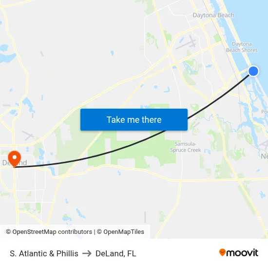 S. Atlantic & Phillis to DeLand, FL map