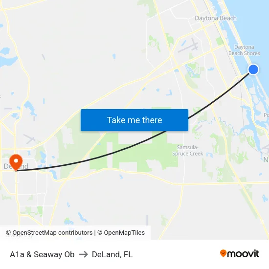 A1a & Seaway Ob to DeLand, FL map