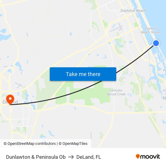 Dunlawton & Peninsula Ob to DeLand, FL map