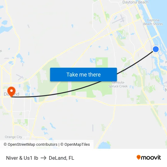 Niver & Us1 Ib to DeLand, FL map