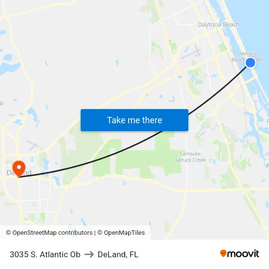 3035 S. Atlantic Ob to DeLand, FL map