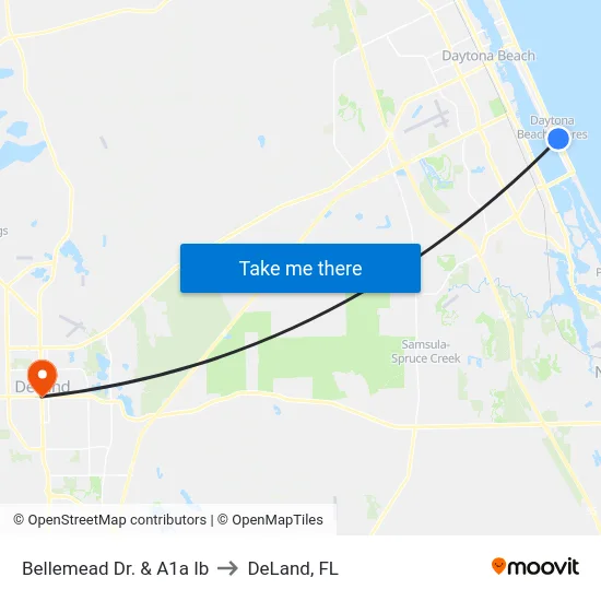 Bellemead Dr. & A1a Ib to DeLand, FL map