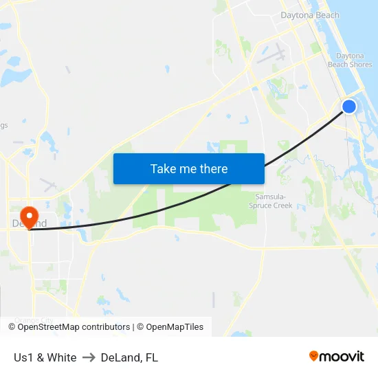 Us1 & White to DeLand, FL map