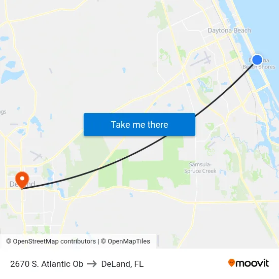 2670 S. Atlantic Ob to DeLand, FL map