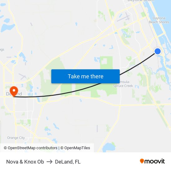 Nova & Knox Ob to DeLand, FL map