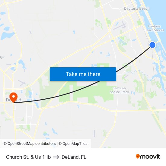Church St. & Us 1 Ib to DeLand, FL map
