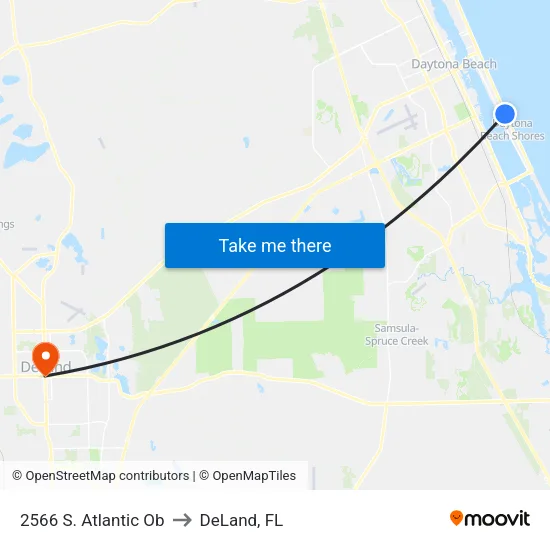 2566 S. Atlantic Ob to DeLand, FL map