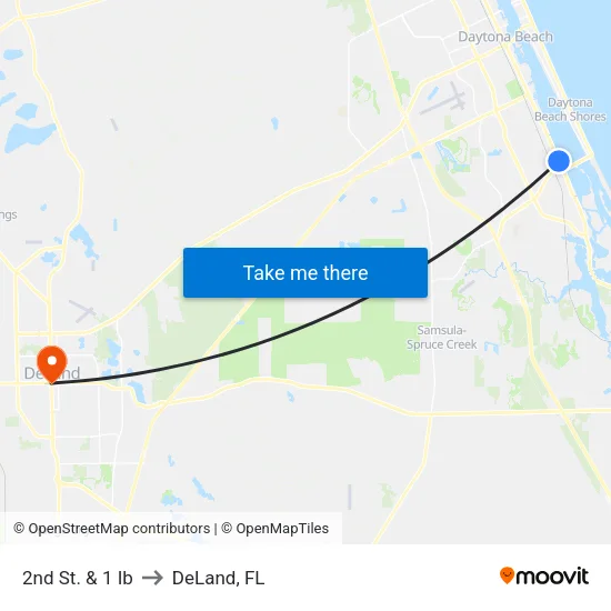 2nd St. & 1 Ib to DeLand, FL map