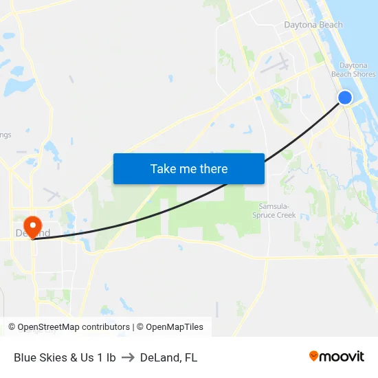 Blue Skies & Us 1 Ib to DeLand, FL map