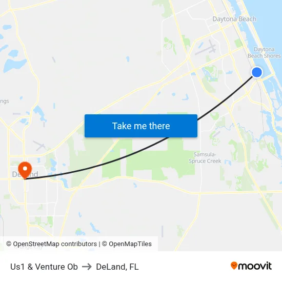Us1 & Venture Ob to DeLand, FL map
