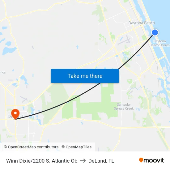 Winn Dixie/2200 S. Atlantic Ob to DeLand, FL map