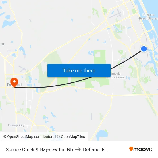 Spruce Creek & Bayview Ln. Nb to DeLand, FL map