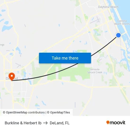Burkline & Herbert Ib to DeLand, FL map