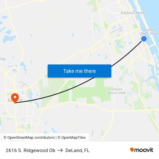 2616 S. Ridgewood Ob to DeLand, FL map