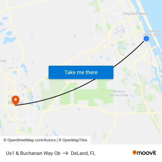 Us1 & Buchanan Way Ob to DeLand, FL map