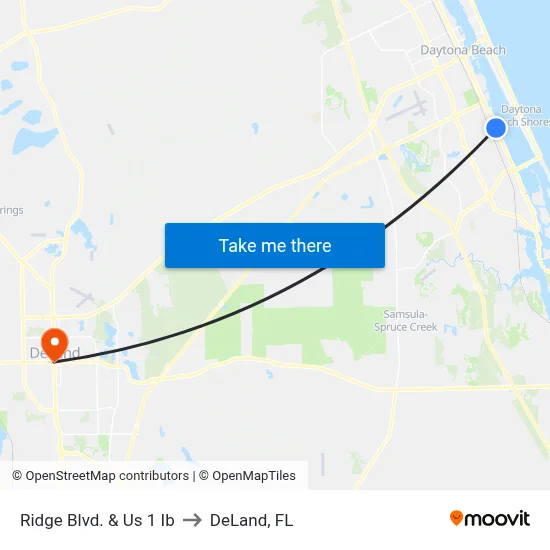 Ridge Blvd. & Us 1 Ib to DeLand, FL map