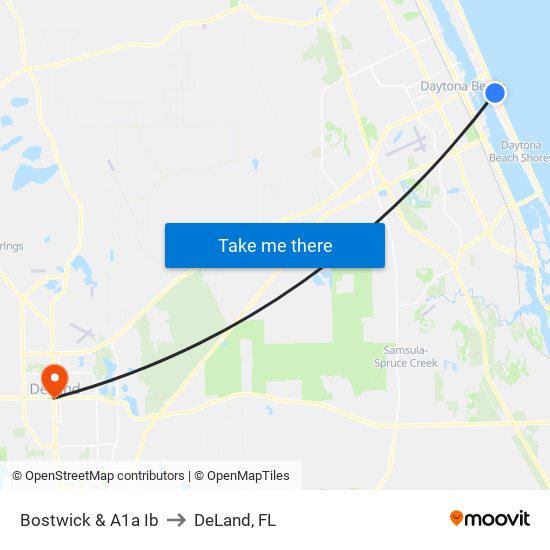 Bostwick & A1a Ib to DeLand, FL map