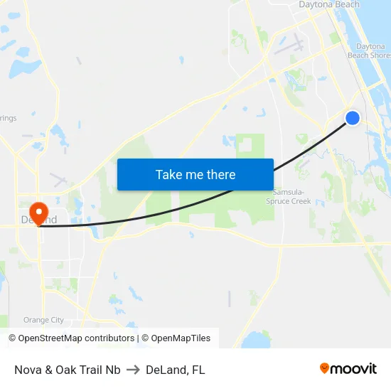 Nova & Oak Trail Nb to DeLand, FL map