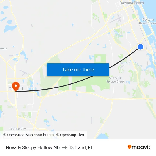 Nova & Sleepy Hollow Nb to DeLand, FL map