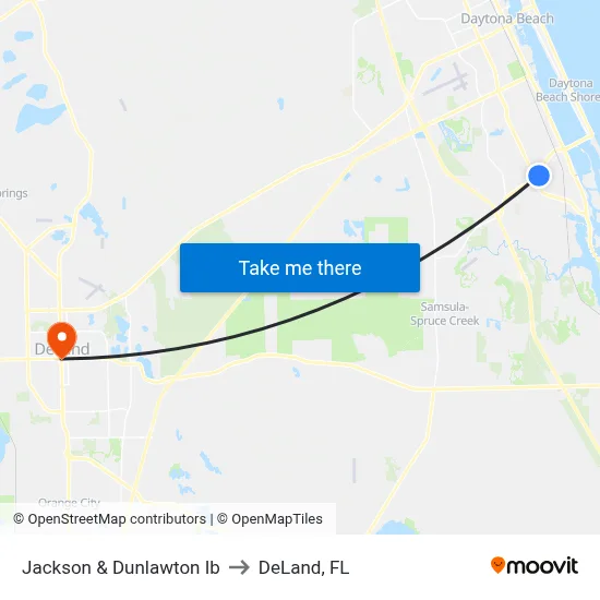 Jackson & Dunlawton Ib to DeLand, FL map