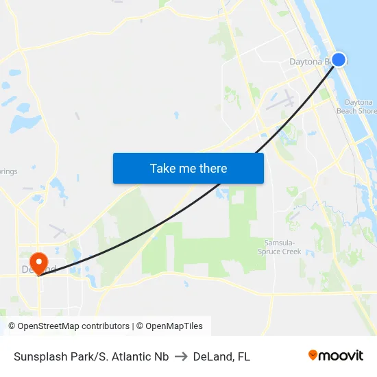 Sunsplash Park/S. Atlantic  Nb to DeLand, FL map