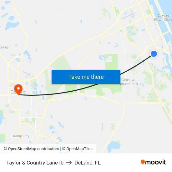 Taylor & Country Lane Ib to DeLand, FL map