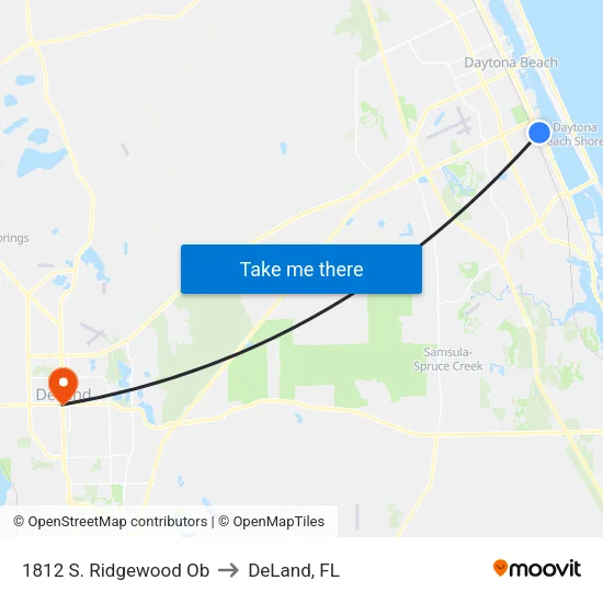 1812 S. Ridgewood Ob to DeLand, FL map