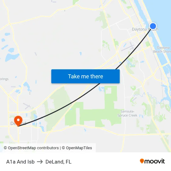 A1a And Isb to DeLand, FL map