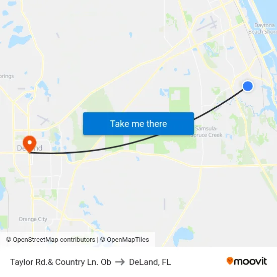 Taylor Rd.& Country Ln. Ob to DeLand, FL map