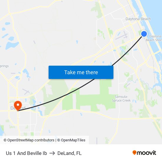 Us 1 And Beville Ib to DeLand, FL map