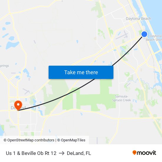 Us 1 & Beville Ob Rt 12 to DeLand, FL map