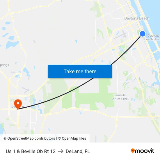 Us 1 & Beville Ob Rt 12 to DeLand, FL map