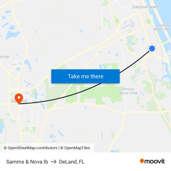 Samms & Nova Ib to DeLand, FL map