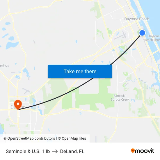 Seminole & U.S. 1 Ib to DeLand, FL map