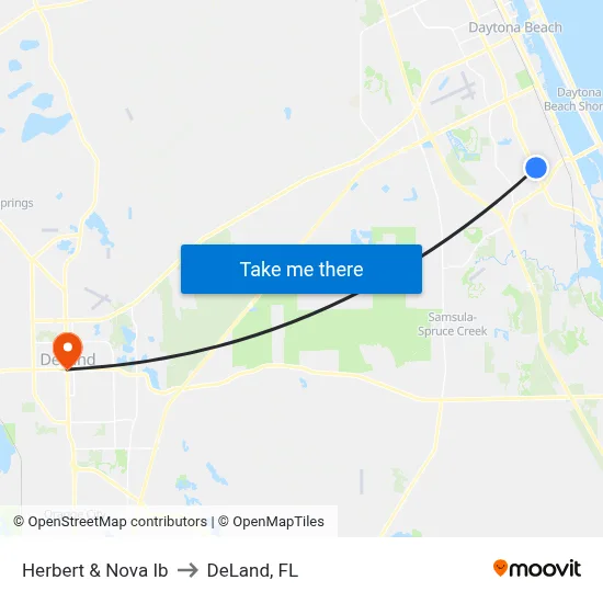 Herbert & Nova Ib to DeLand, FL map