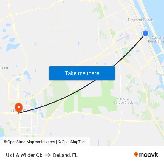 Us1 & Wilder Ob to DeLand, FL map