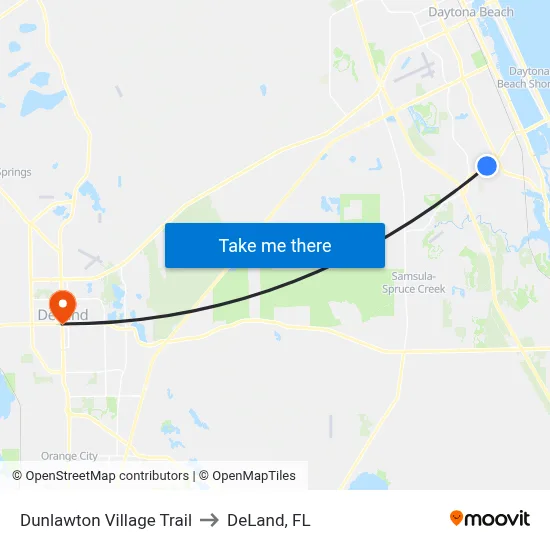Dunlawton  Village Trail to DeLand, FL map