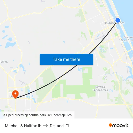 Mitchell & Halifax Ib to DeLand, FL map