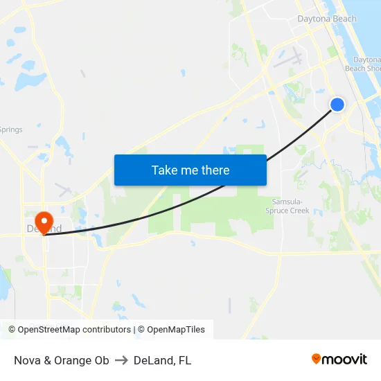Nova & Orange Ob to DeLand, FL map