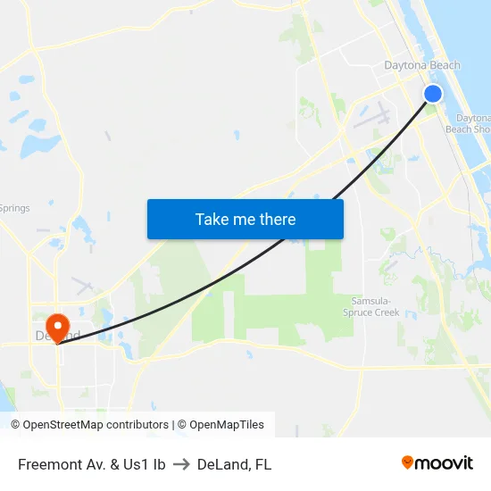 Freemont Av. & Us1 Ib to DeLand, FL map