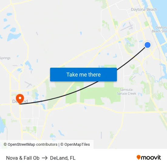Nova & Fall Ob to DeLand, FL map