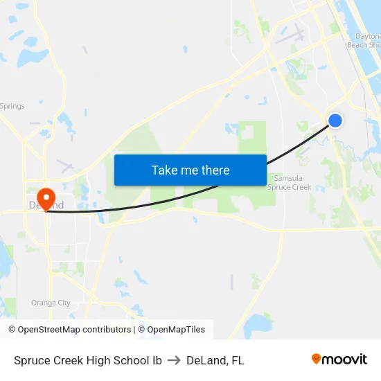 Spruce Creek High School Ib to DeLand, FL map