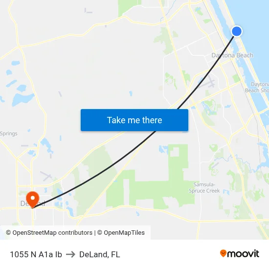 1055 N A1a Ib to DeLand, FL map