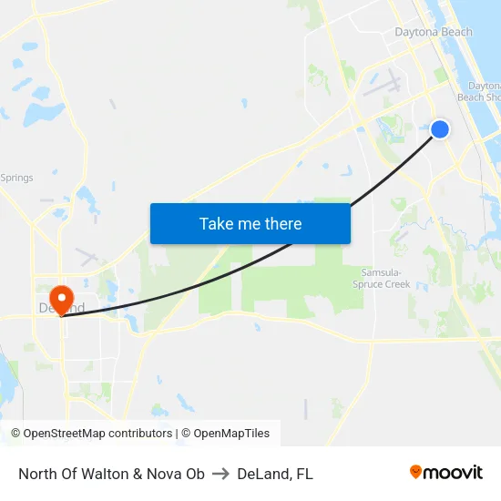 North Of Walton & Nova Ob to DeLand, FL map