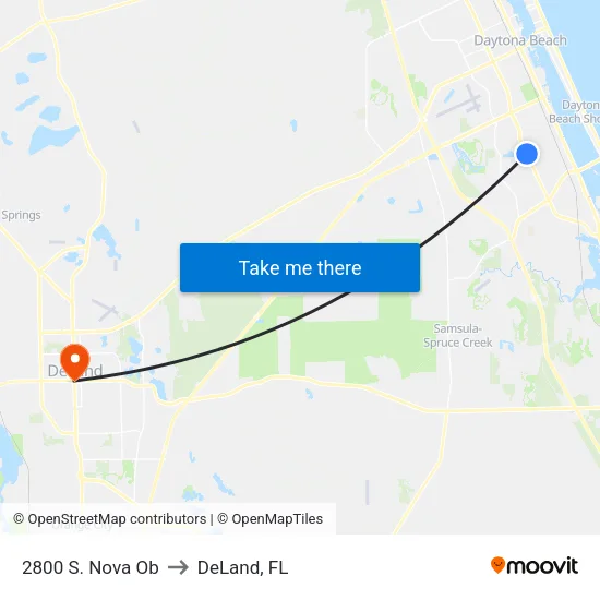 2800 S. Nova Ob to DeLand, FL map
