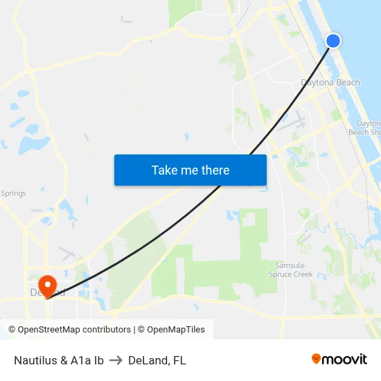 Nautilus & A1a Ib to DeLand, FL map
