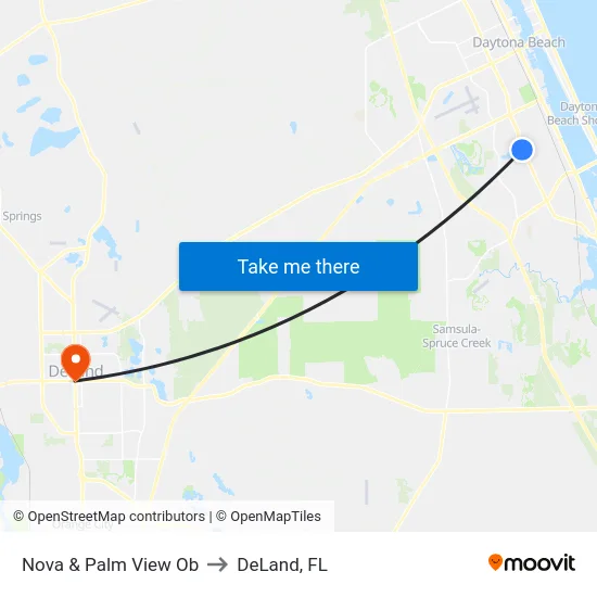 Nova & Palm View Ob to DeLand, FL map
