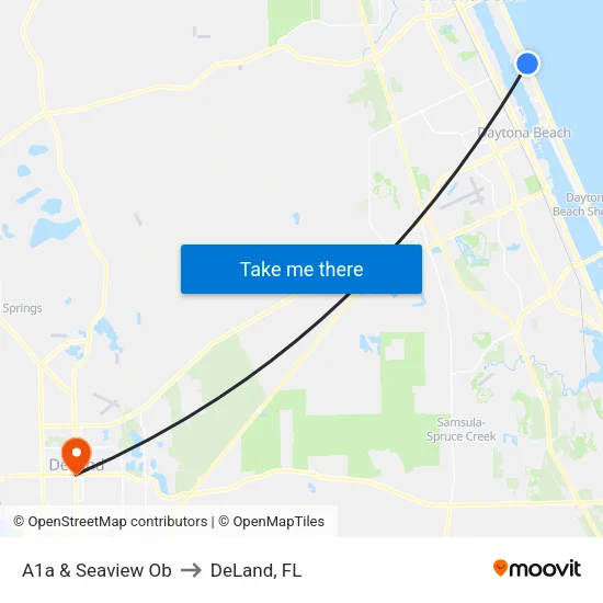 A1a & Seaview Ob to DeLand, FL map