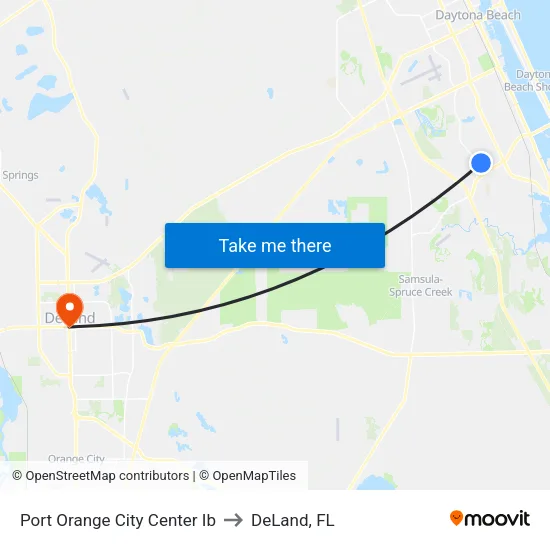 Port Orange City Center Ib to DeLand, FL map